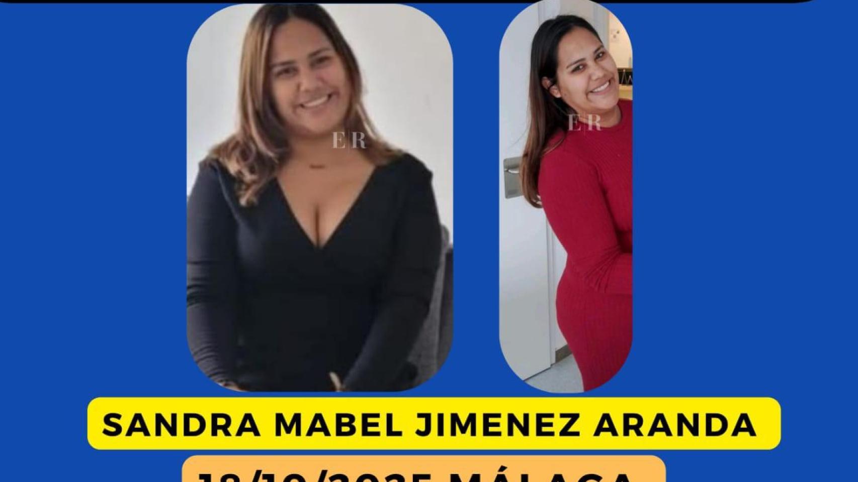 Un cartel con datos de Sandra.