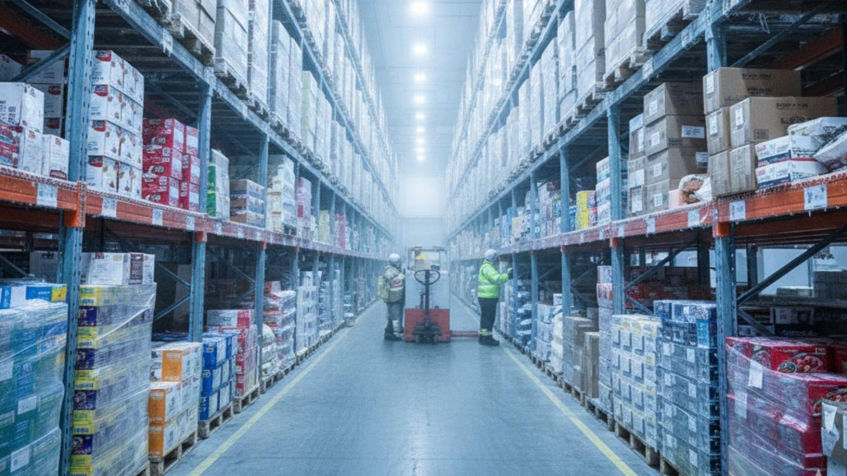 Una empresa que guarda productos congelados. Imagen creada con IA.