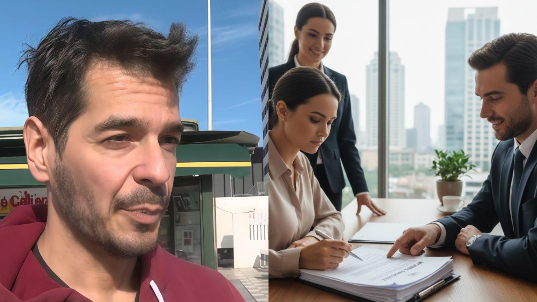 José María y una persona firmando una hipoteca generado con IA.