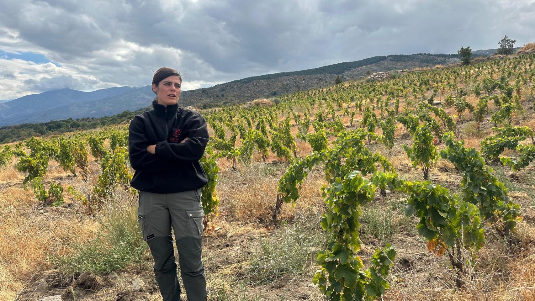 Bárbara Requejo, de la bodega Las Pedreras, en su parcela de Navarrisca.