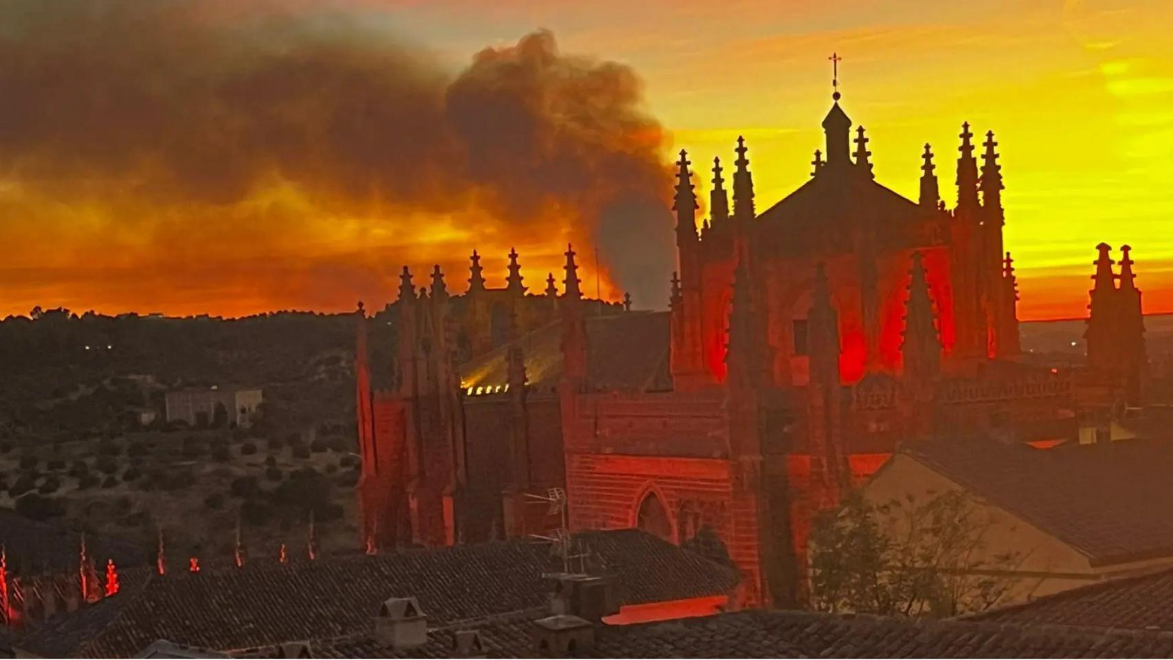 Incendio visto desde Toledo.
