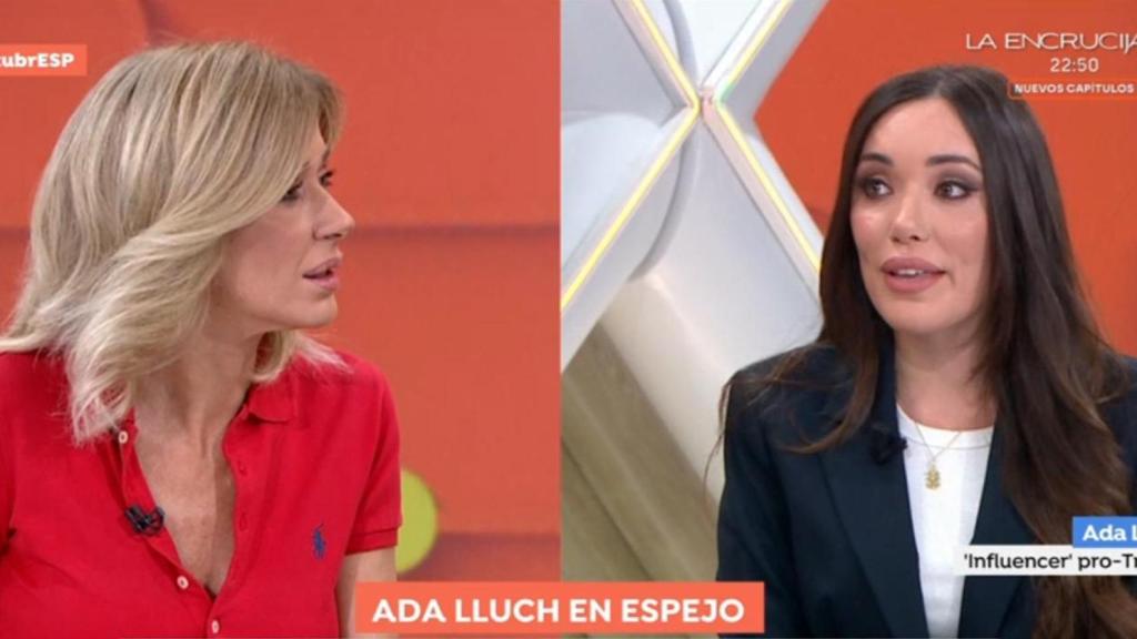 Susanna Griso y Ada Lluch, la 'influencer trumpista', en 'Espejo Público'.