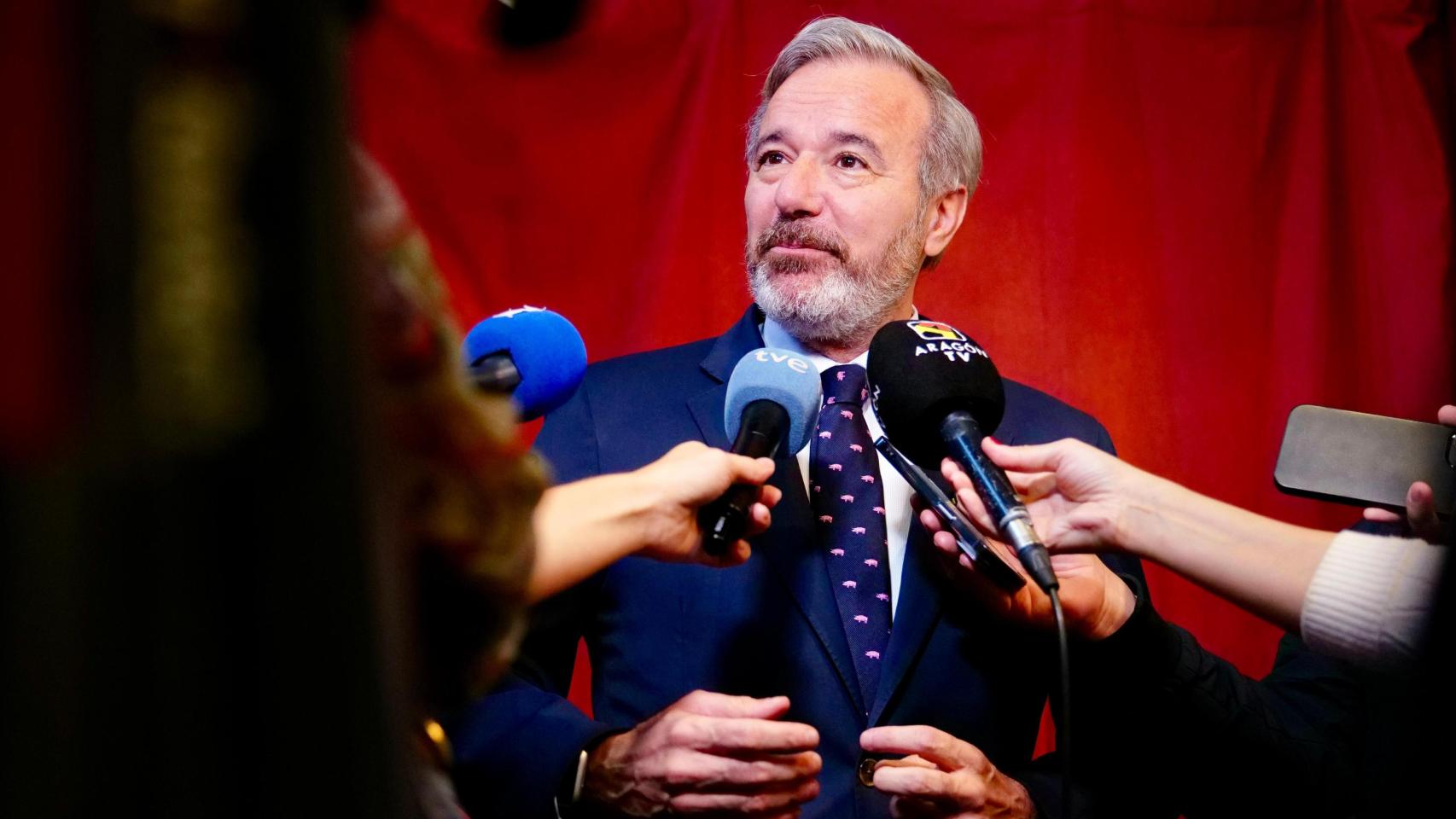 El presidente de Aragón, Jorge Azcón, este jueves en una entrega de premios.