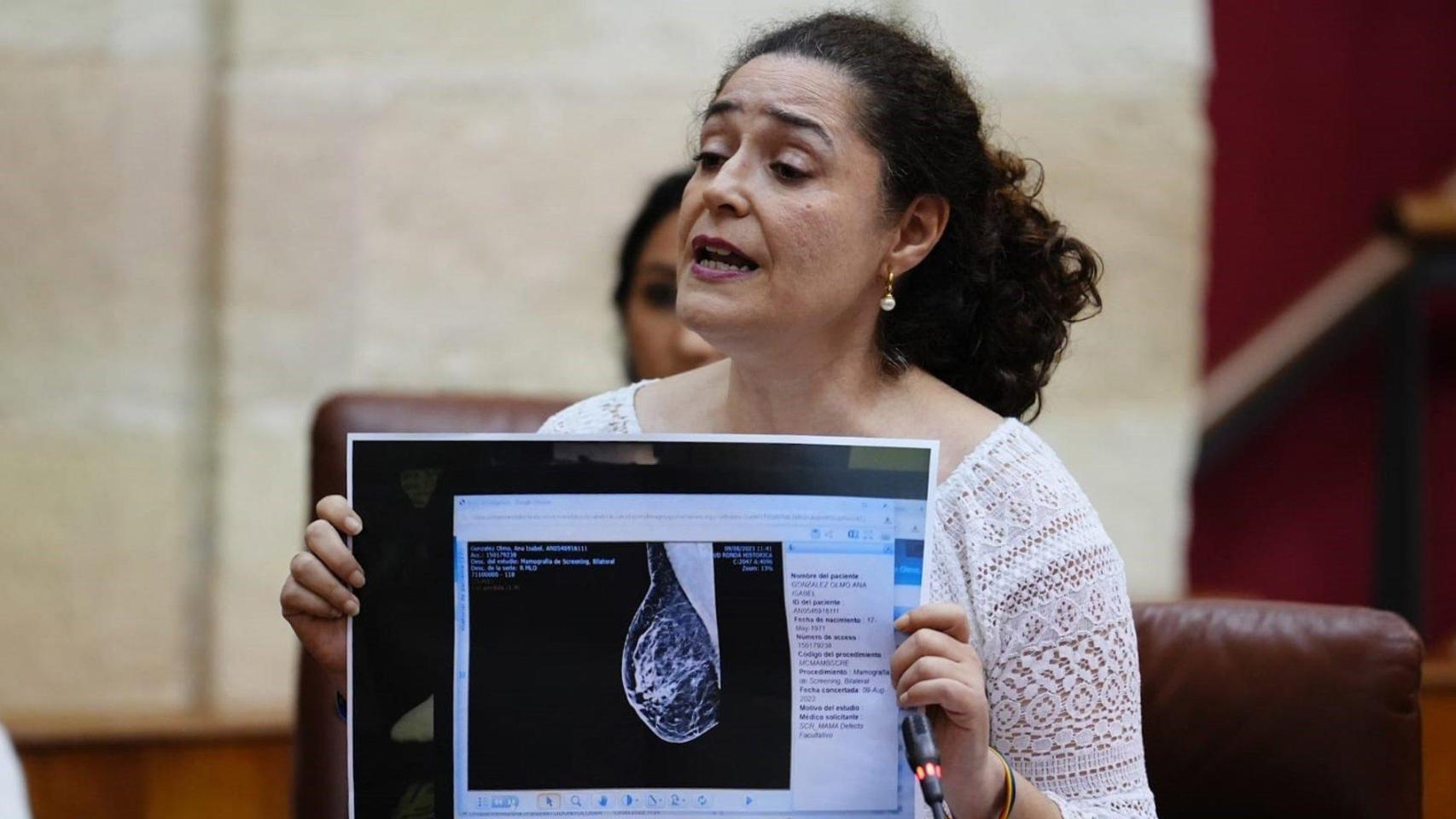 La portavoz de Por Andalucía, Inmaculada Nieto, durante la sesión de control.