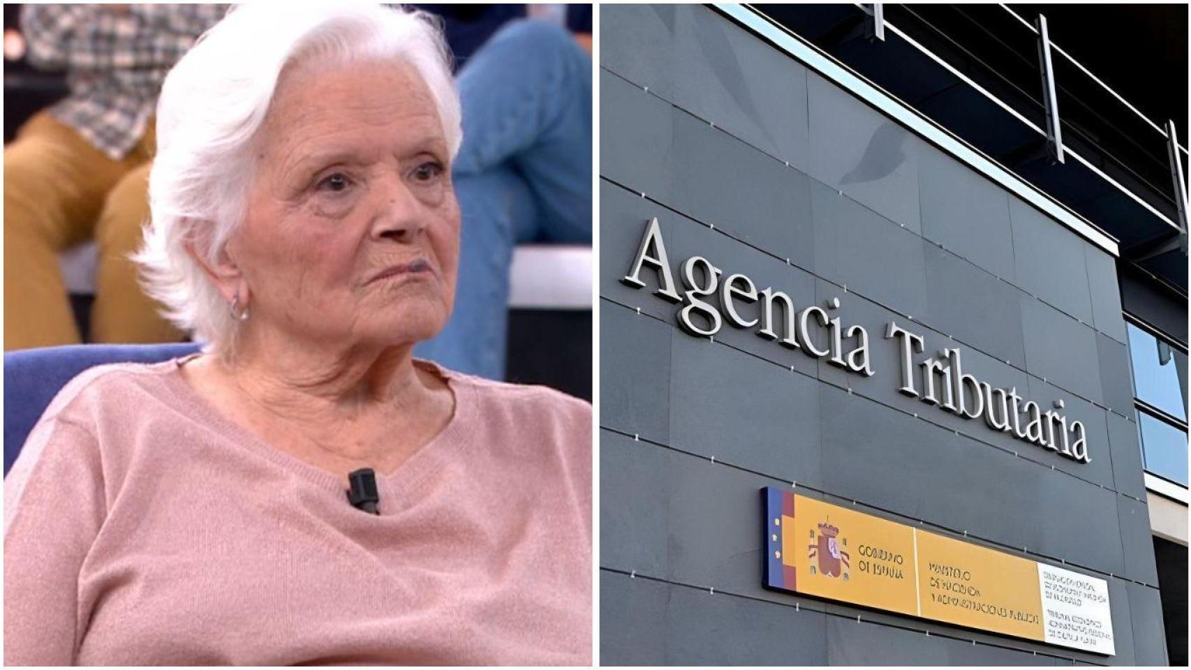 Fotomontaje de Dominga y una sede de la Agencia Tributaria.