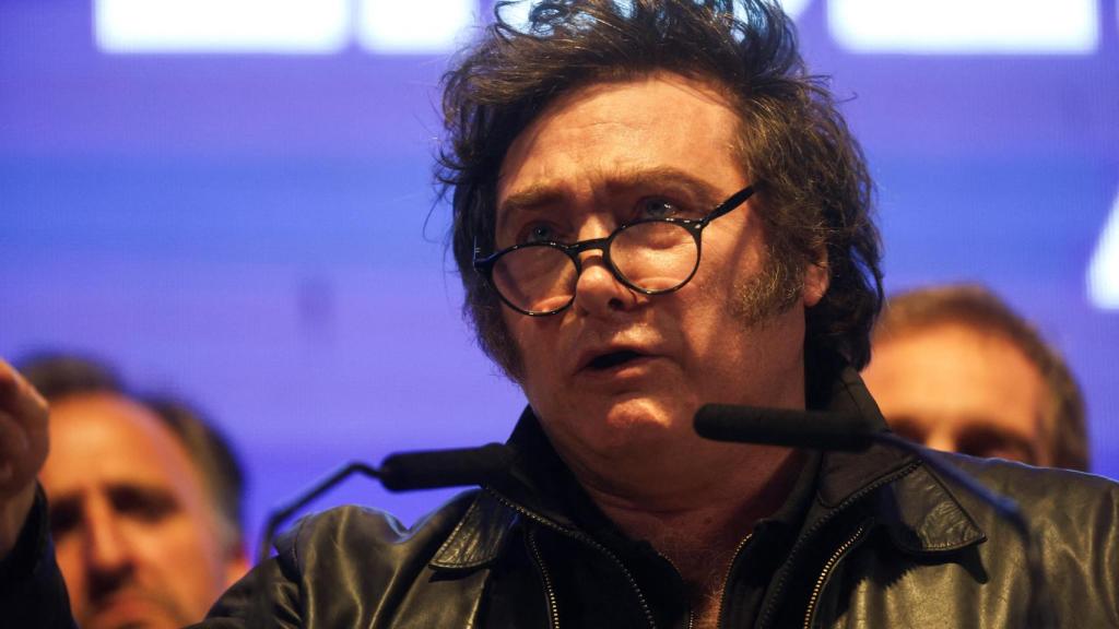 Javier Milei este jueves en un acto en Rosario, Argentina.