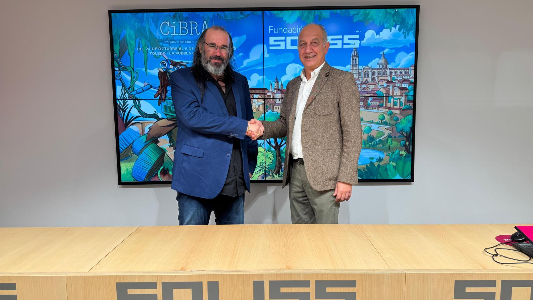 Gabriel Castaño, director del Festival CiBRA, y Celedonio Morales, patrono de la Fundación Soliss.