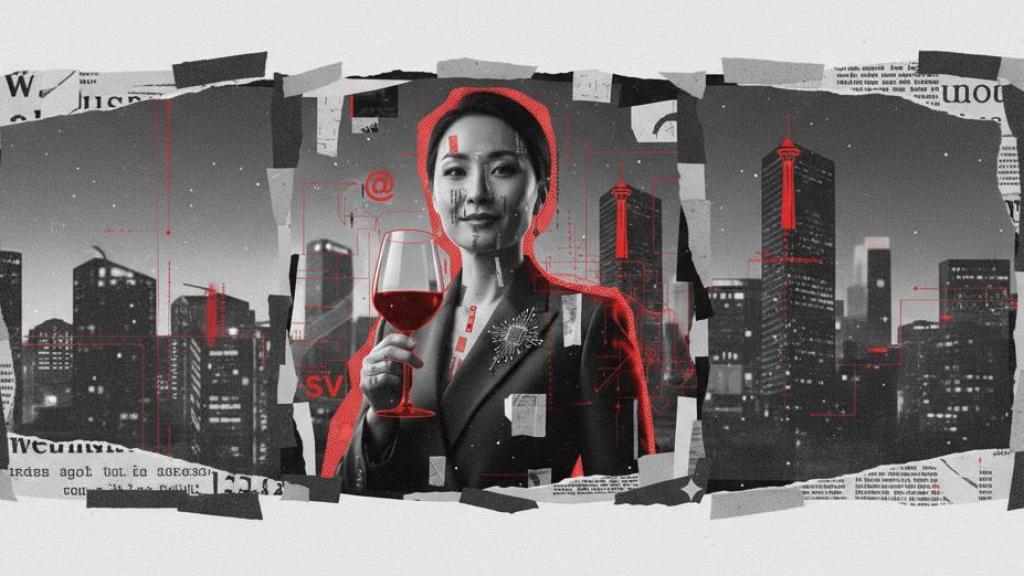 Montaje de una mujer con referencias a Silicon Valley.