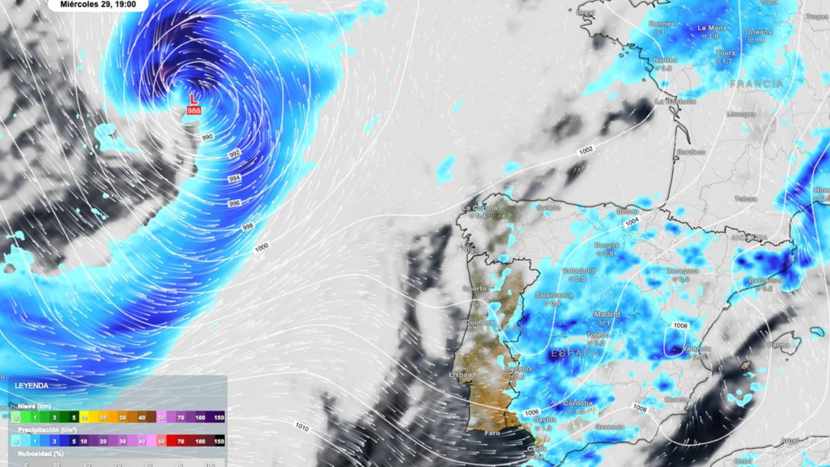Llega un duro cambio de tiempo a España: Aemet avisa de nuevas borrascas esta semana con más de 200 l/m2 en estas zonas