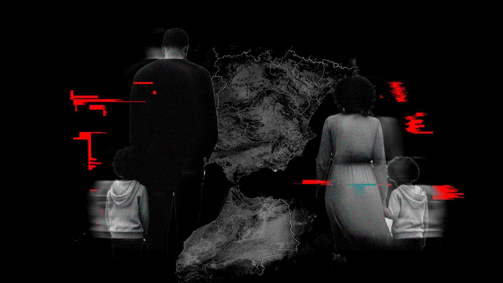 Una recreación de dos padres que dejan a sus hijos en España.