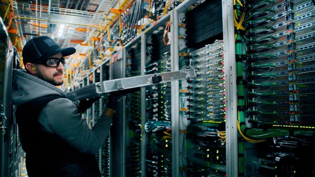 Un operador en el centro de datos de AWS en Oregón (EE. UU.)
