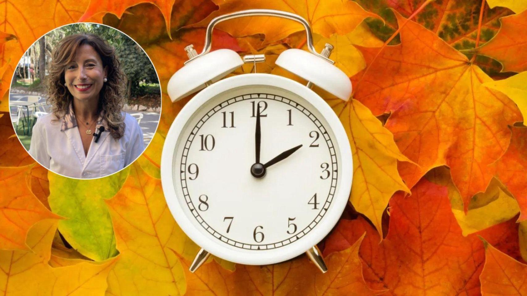 Montaje de un reloj y de la doctora Mariló Padial.