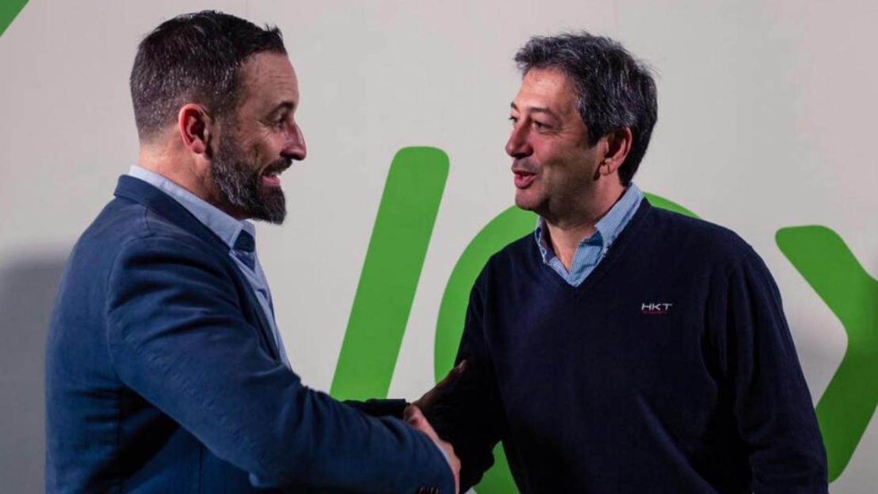 El líder de Vox, Santiago Abascal, y el exvicepresidente valenciano Vicente Barrera.