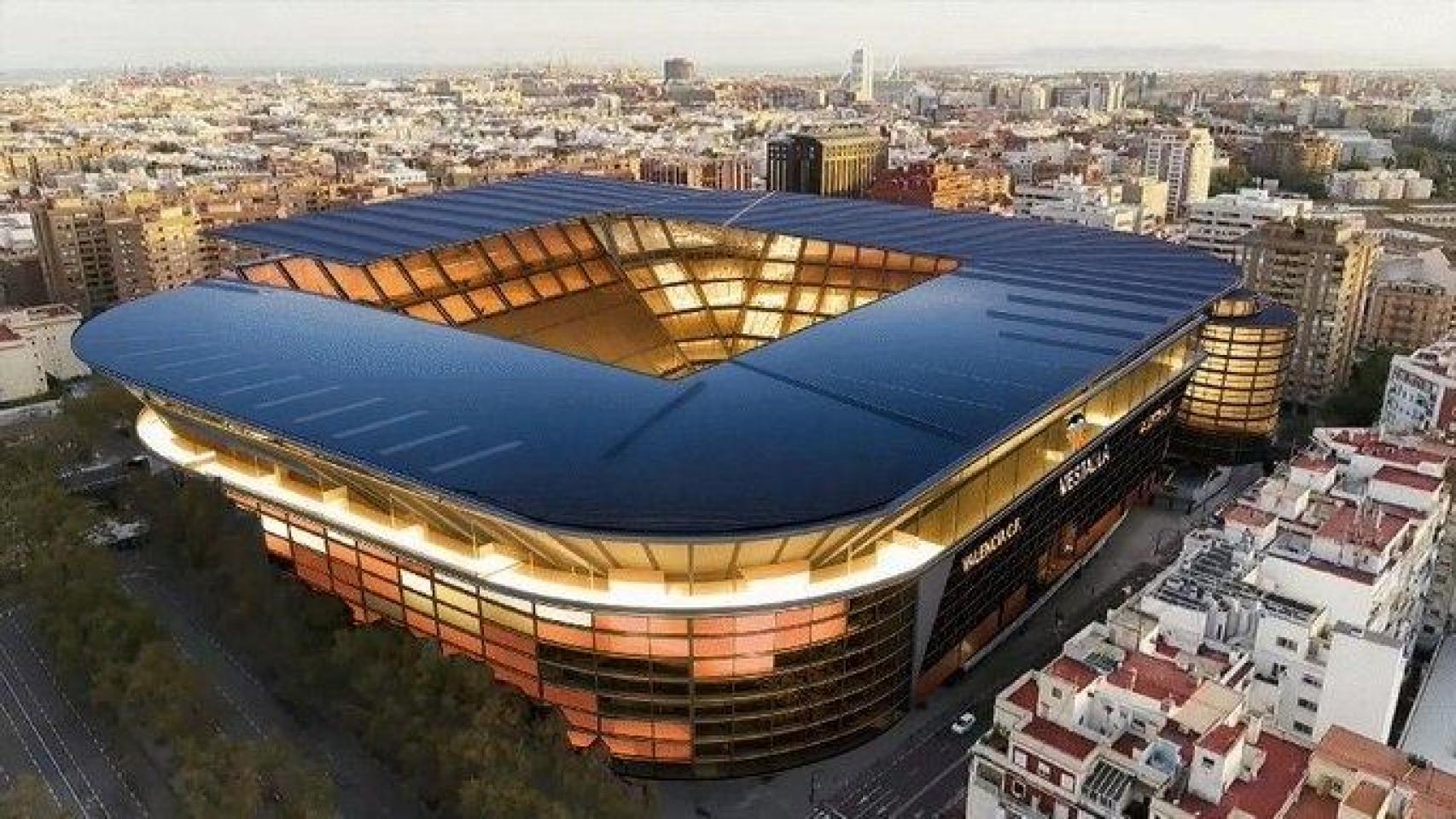 Imagen virtual del proyecto de construir el Nuevo Mestalla.
