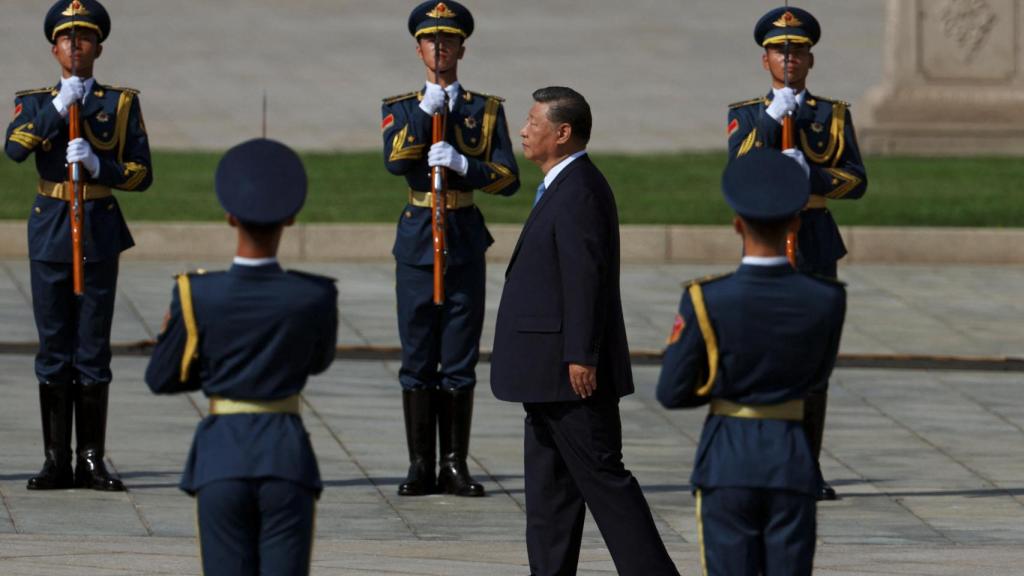 Chinese President Xi Jinping during the Martyrs' Day parade on September 30.