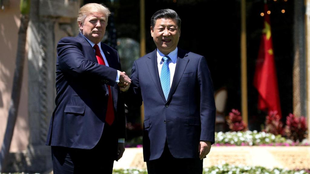 US President Donald Trump with Chinese President Xi Jinping.