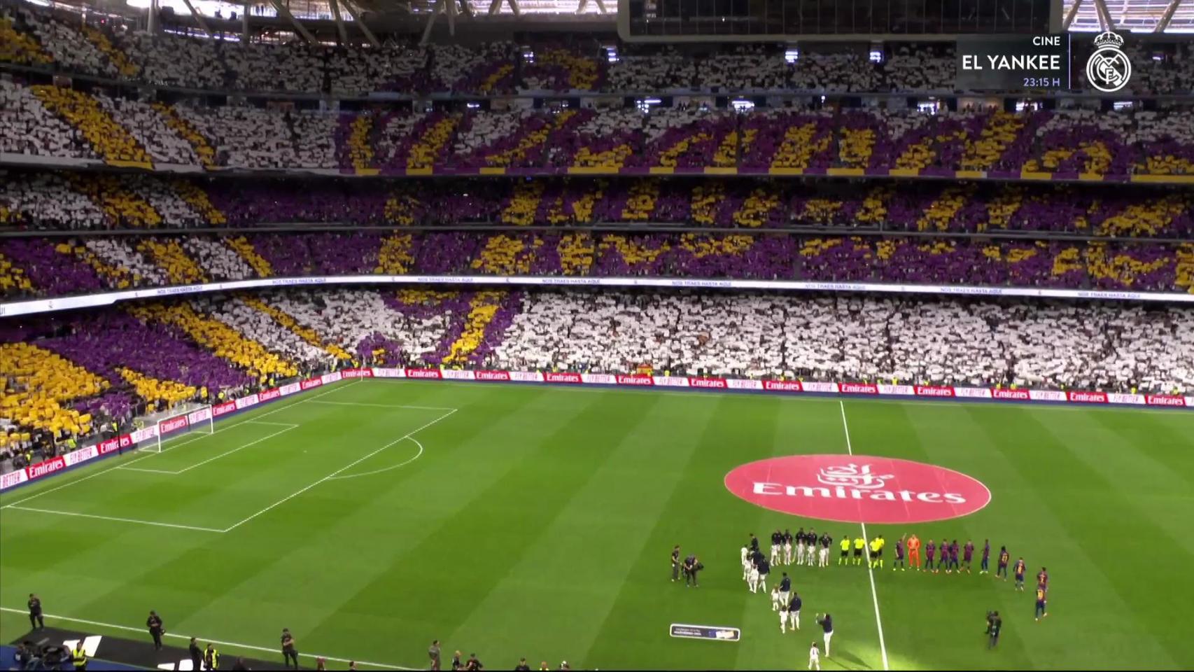 El mosaico del Santiago Bernabéu en El Clásico.
