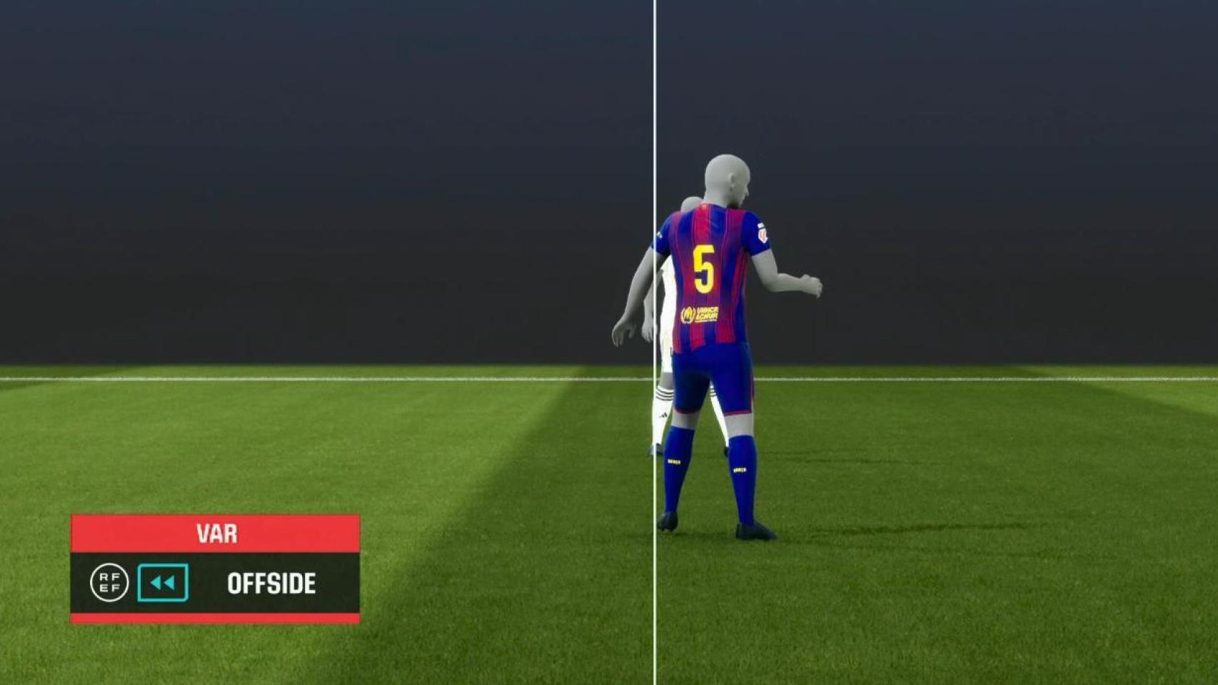 El frame que muestra el ajustado fuera de juego de Mbappé.