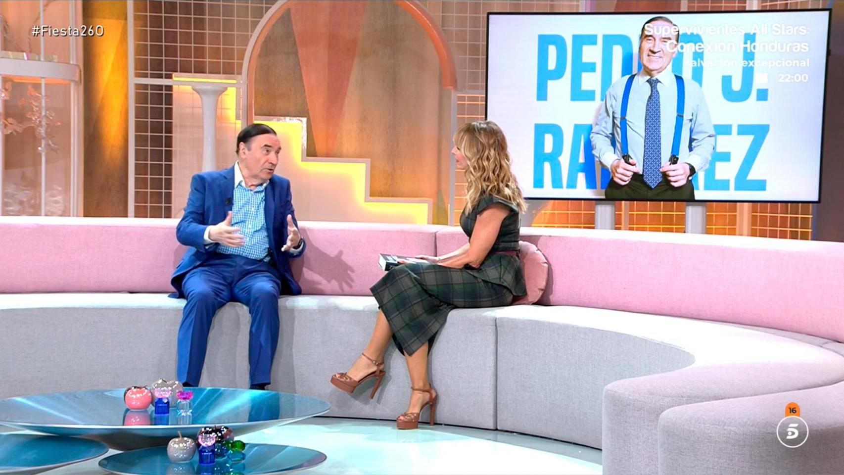 Pedro J. Ramírez y Emma García, este domingo en el programa 'Fiesta' de Telecinco.