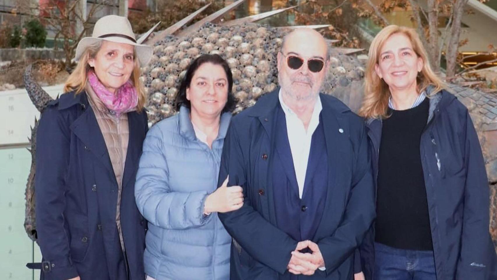 Las infantas Elena y Cristina con Antonio Resines en Burgos.