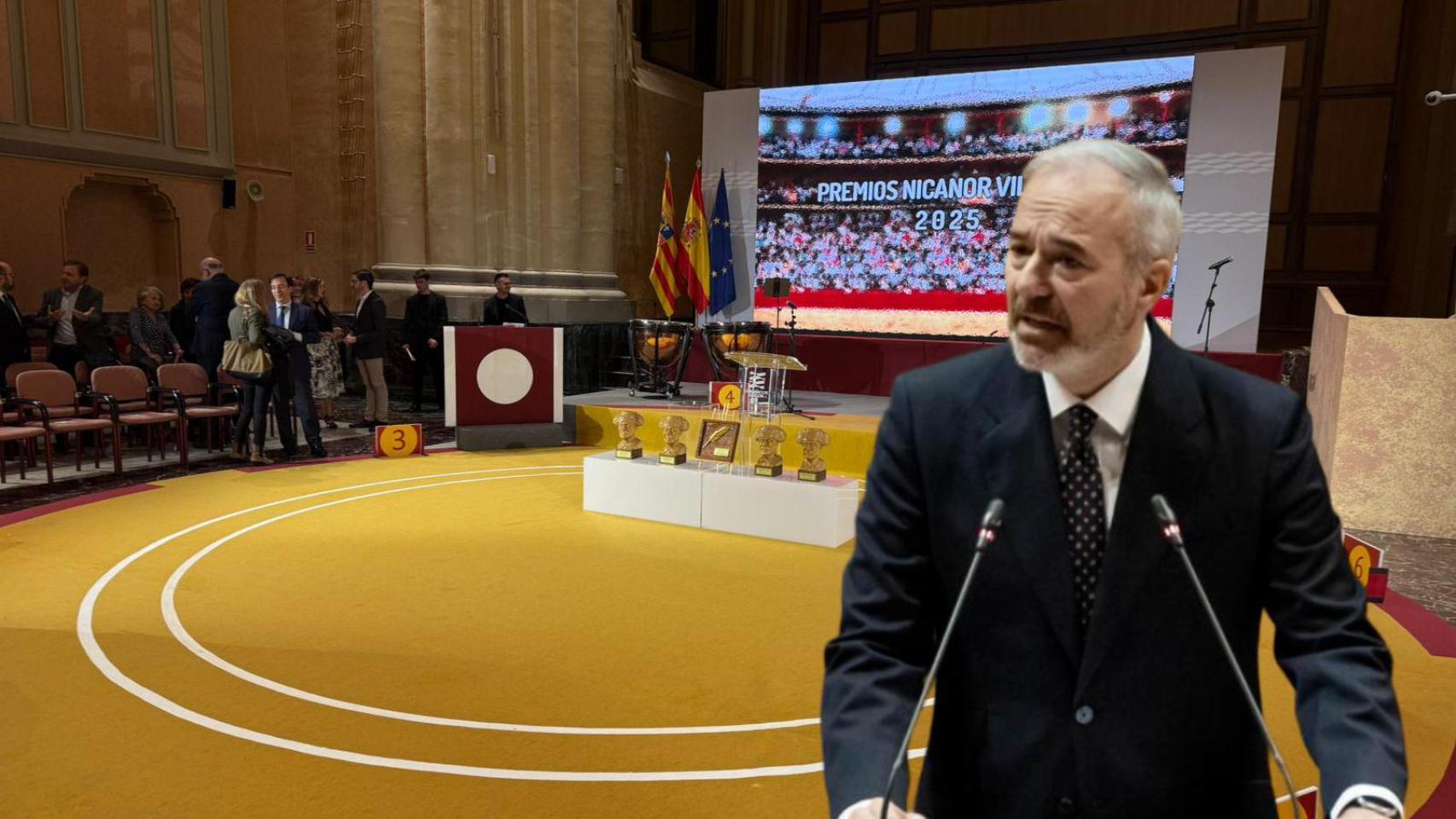 Montaje de la sede del Gobierno de Aragón para los premios Nicanor Villalta