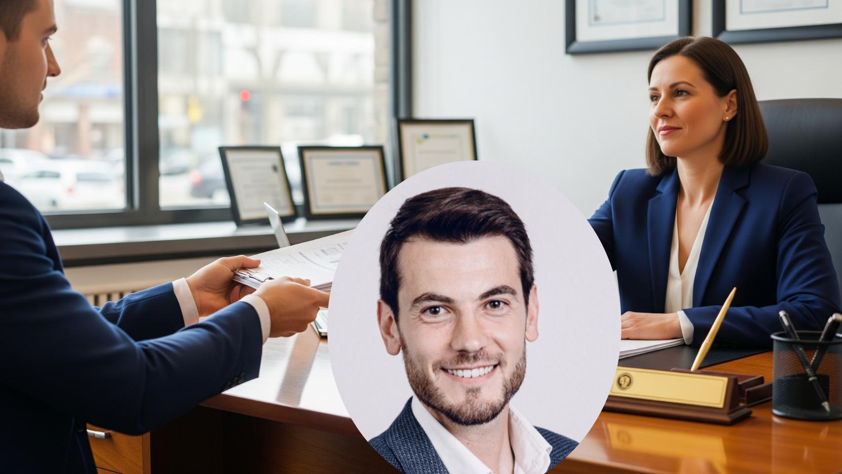 Montaje de Daniel G. Yurrieta con la firma de una hipoteca en una imagen creada con IA.