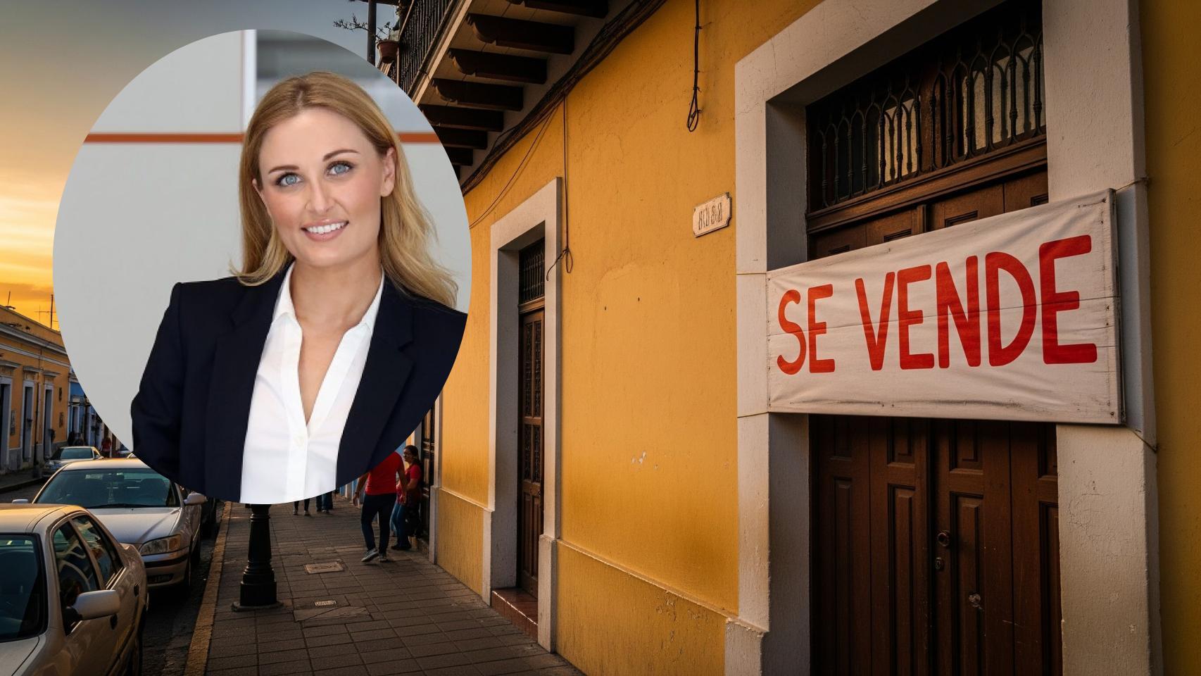 Montaje de María Matos con una vivienda en venta en una imagen creada con IA.