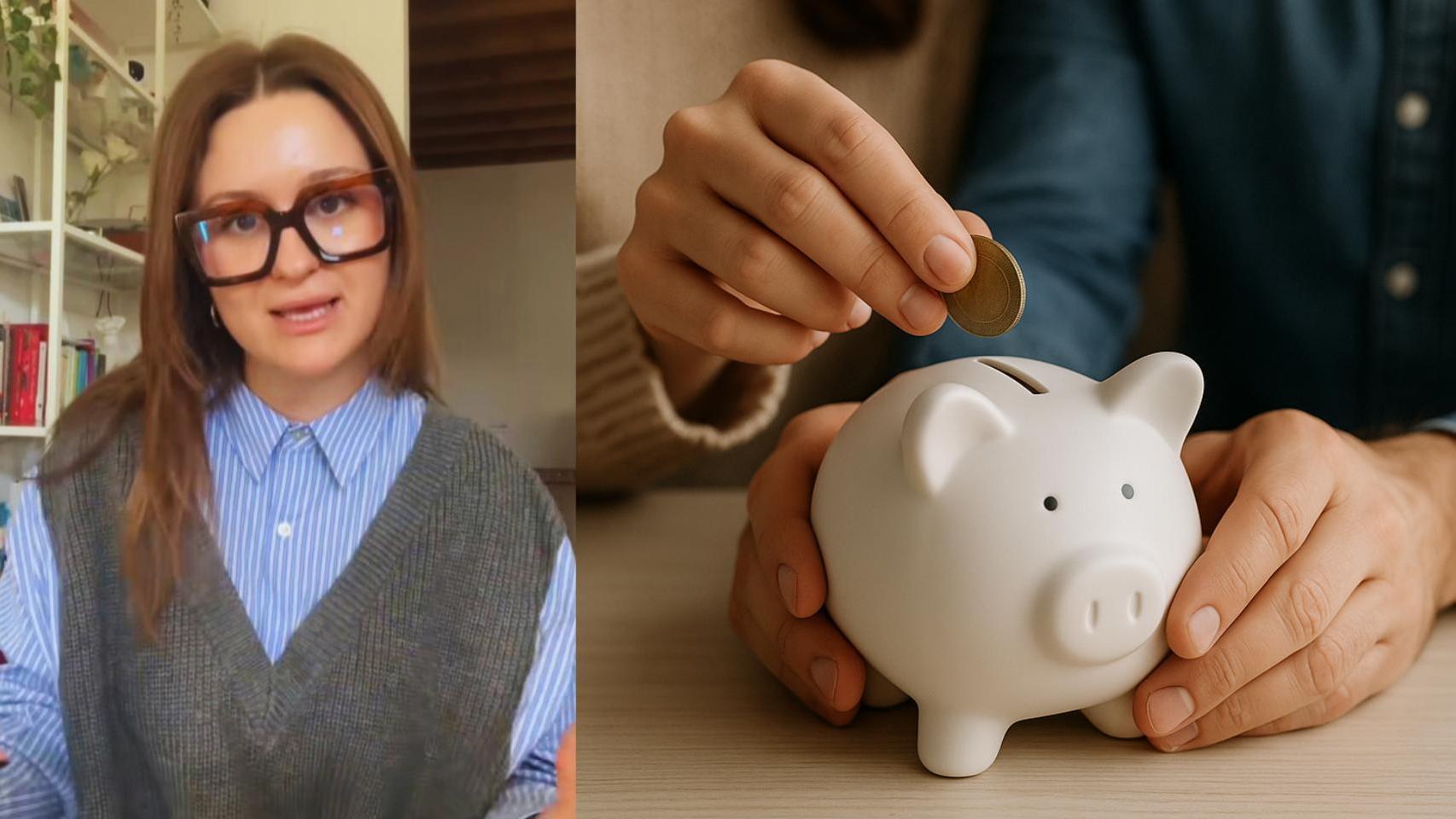 Alicia Iranzo y una pareja ahorrando dinero.