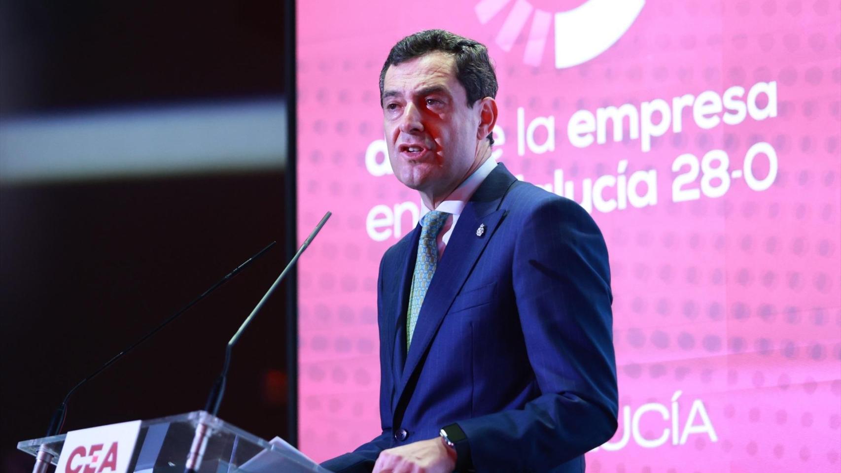 Juanma Moreno, este martes en Sevilla.