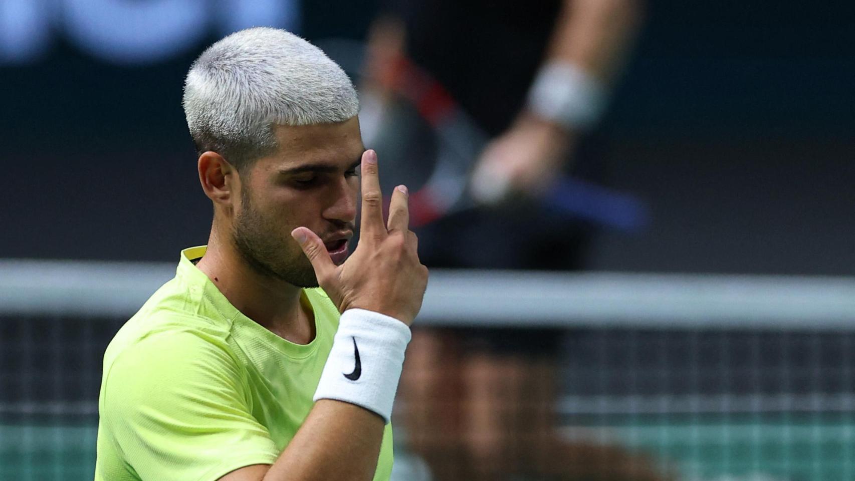 Alcaraz se lamenta durante el partido contra Norrie.