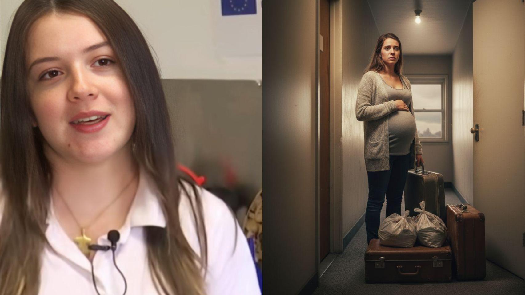 Laura y una joven embarazada creada con IA.