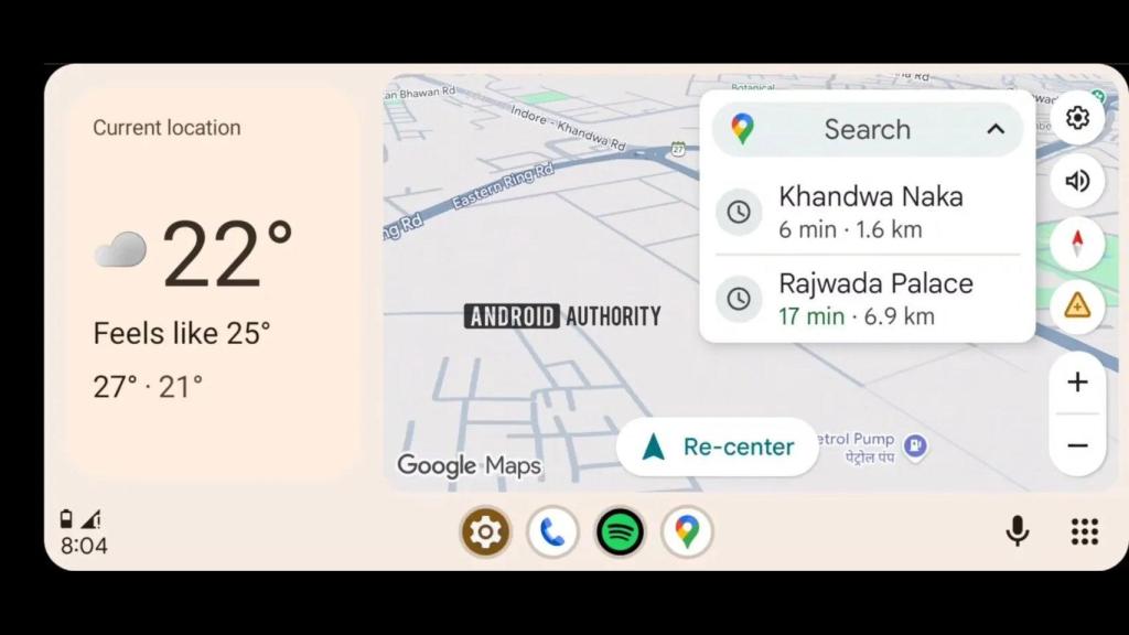 Widget de la app del Tiempo de Pixel en Android Auto