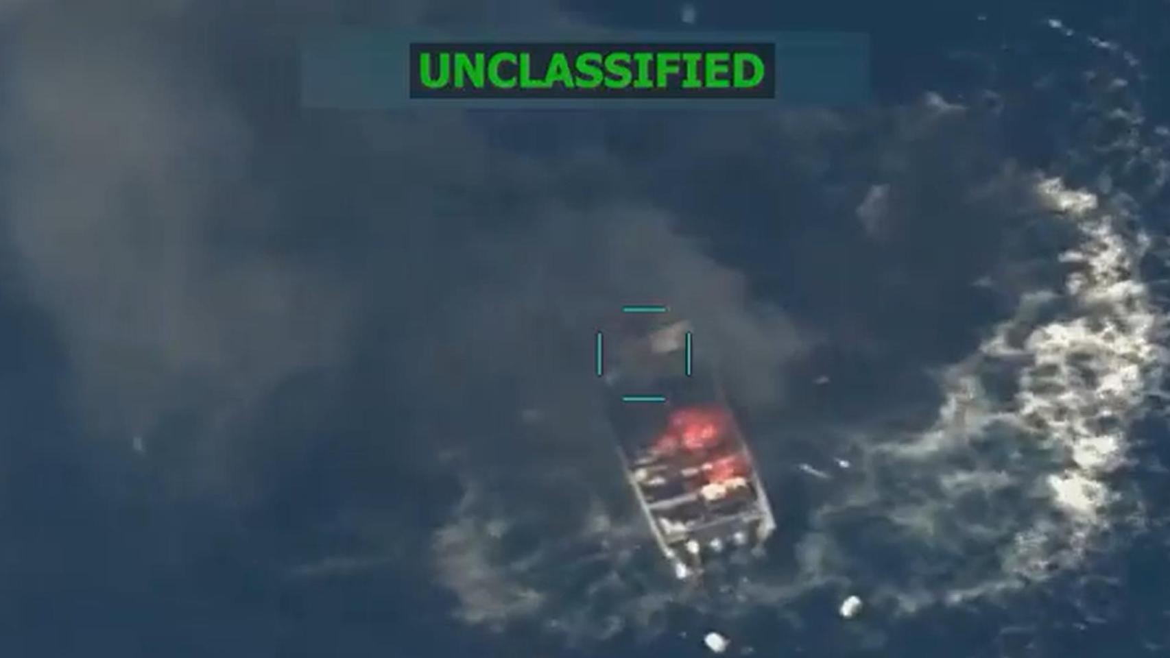 Imagen de la lancha atacada este jueves por EEUU.