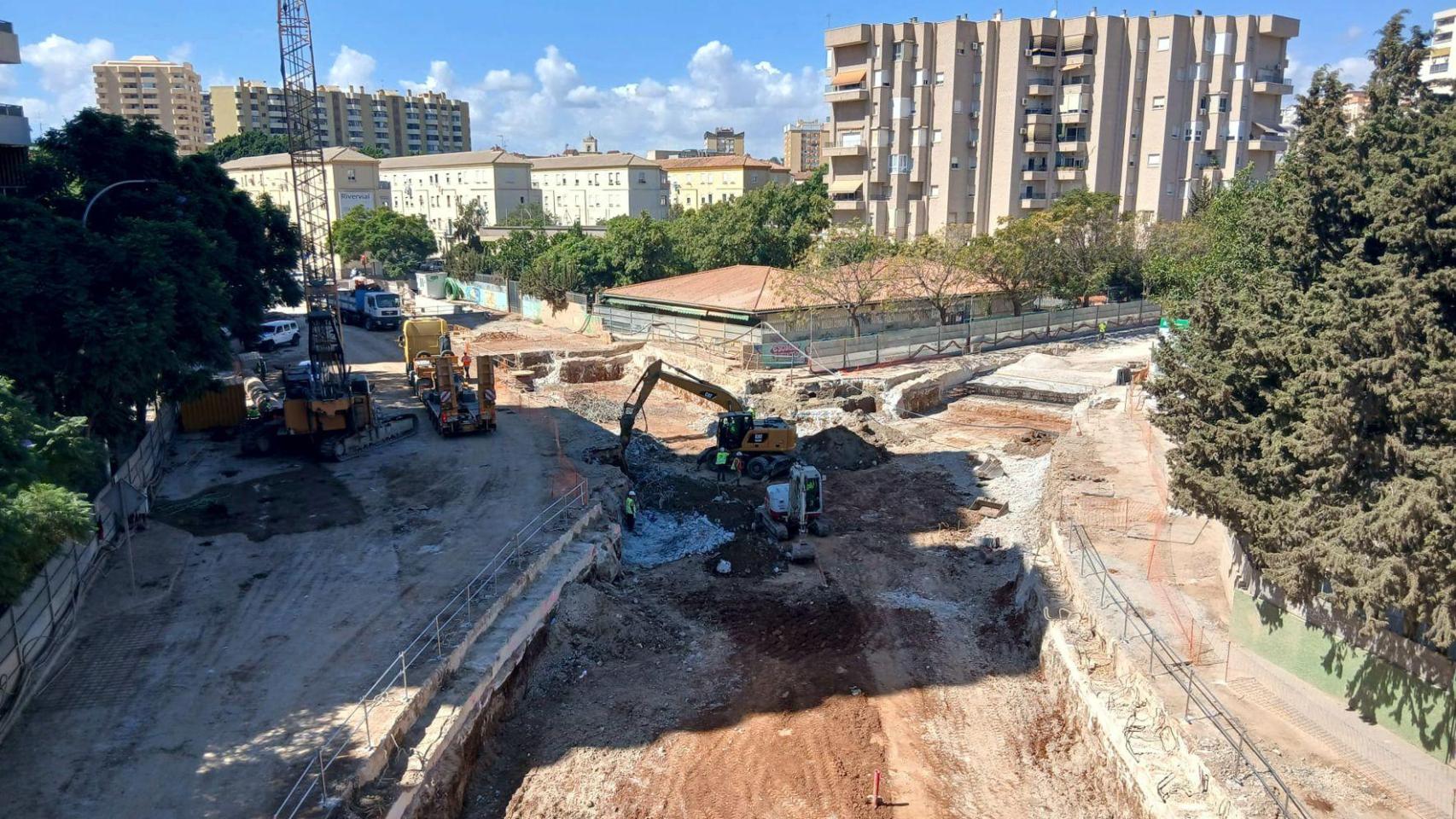 Imagen de las obras del Metro de Málaga hacia el Hospital Civil.