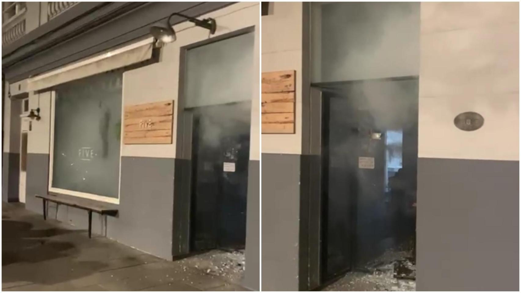 Noche de robos en A Coruña: revientan la puerta acristalada de un local con una alcantarilla