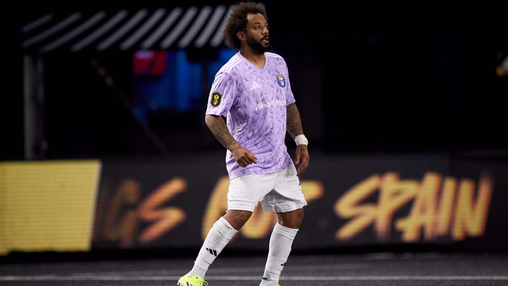 Marcelo, durante el partido ante el Rayo de Barcelona.