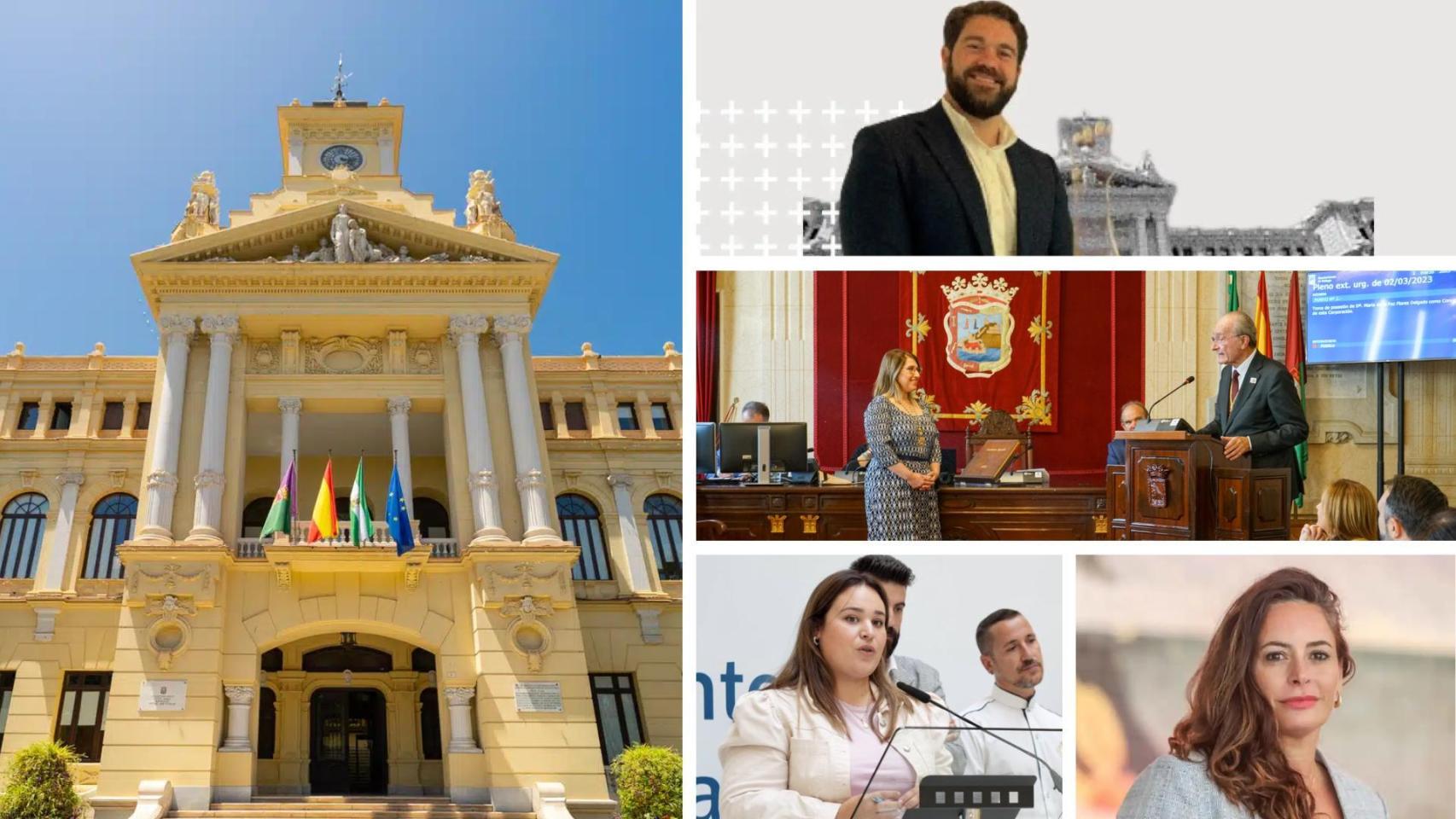 Collage con la reestructuración en el Ayuntamiento de Málaga