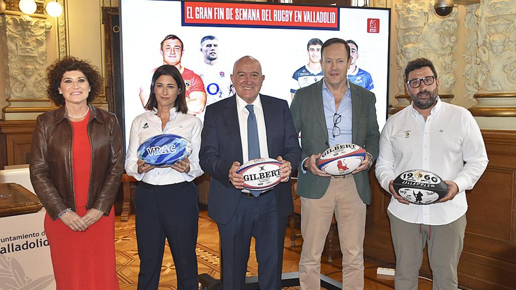 Foto de familia de los dos partidos de rugby que se disputarán en Valladolid el 15 y 16 de noviembre