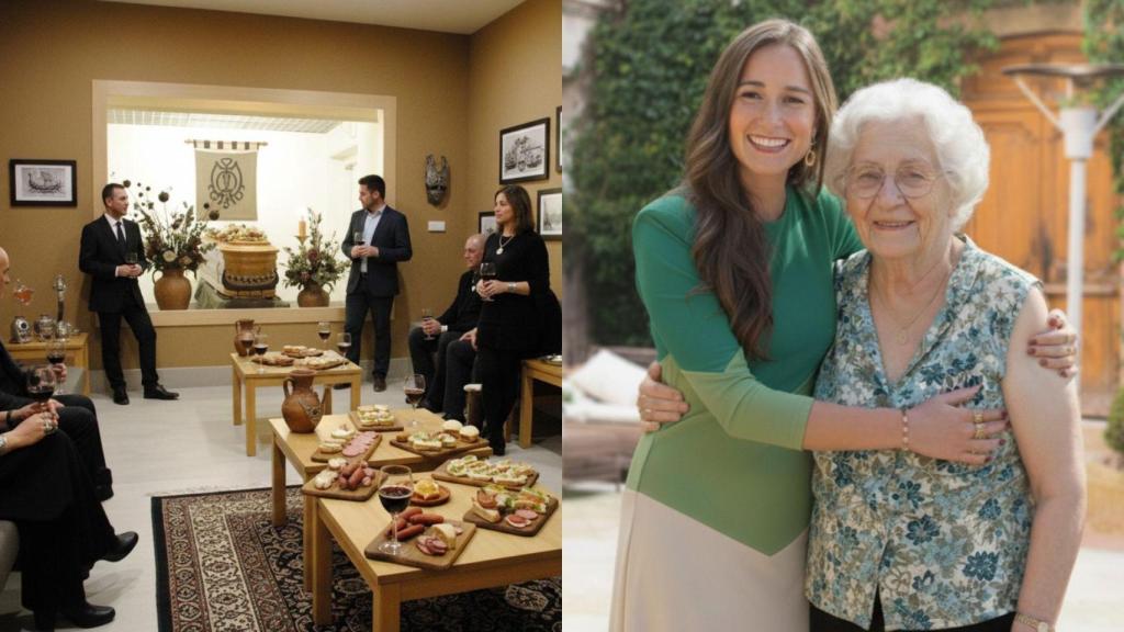 Recreación del funeral vikingo de Luz y una imagen de Luz junto a su sobrina Begoña.