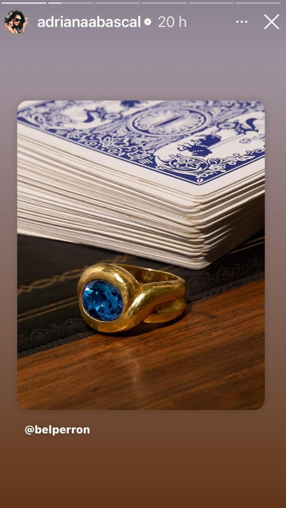Adriana Abascal muestra en sus redes sociales una joya de la marca Suzanne Belperron.