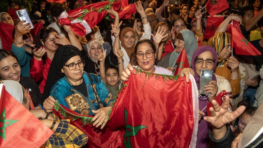 Moroccans celebrate the UN decision in the streets of Rabat.