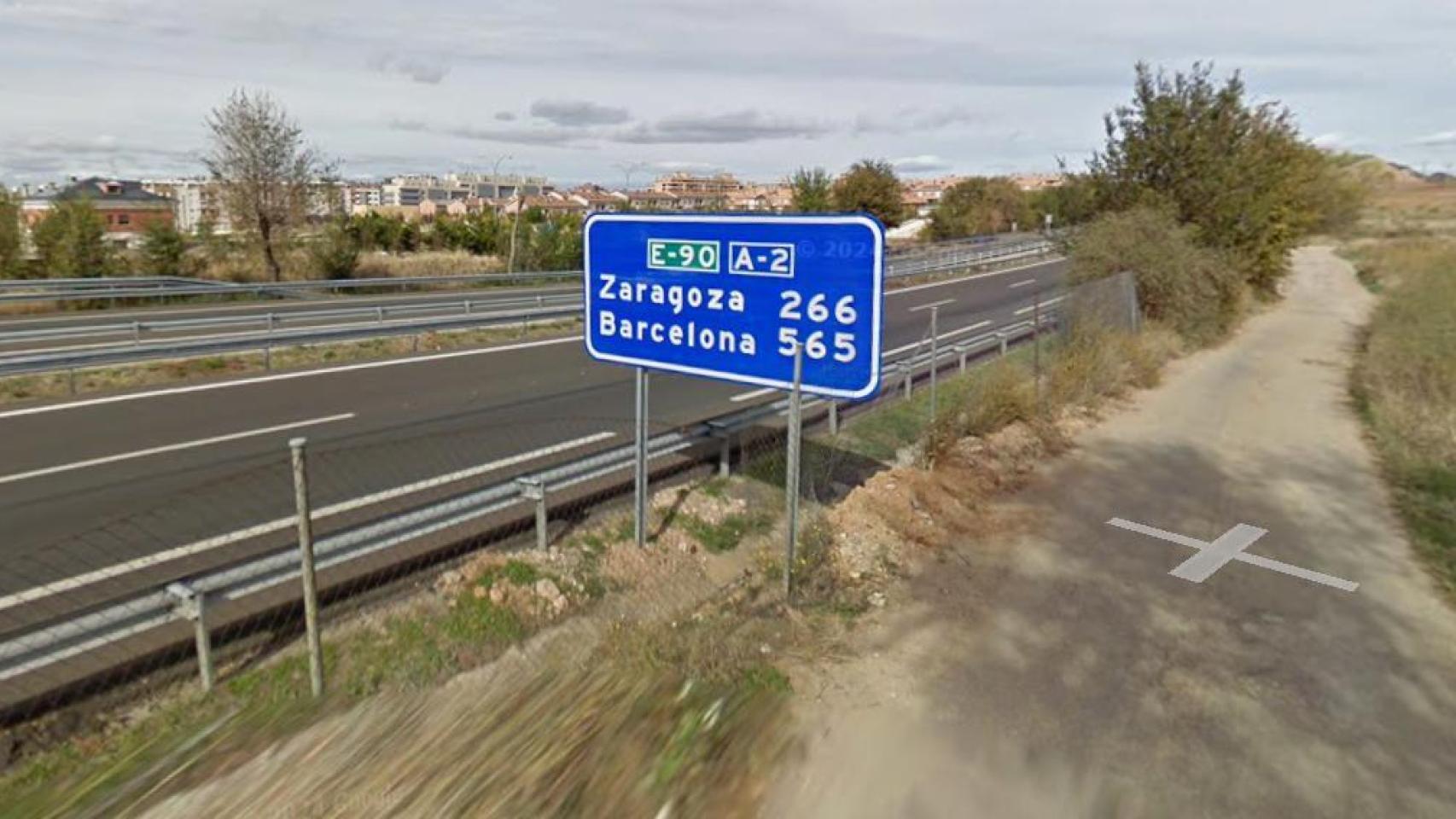 La autovía A-2 a la altura de Guadalajara (Google Maps).