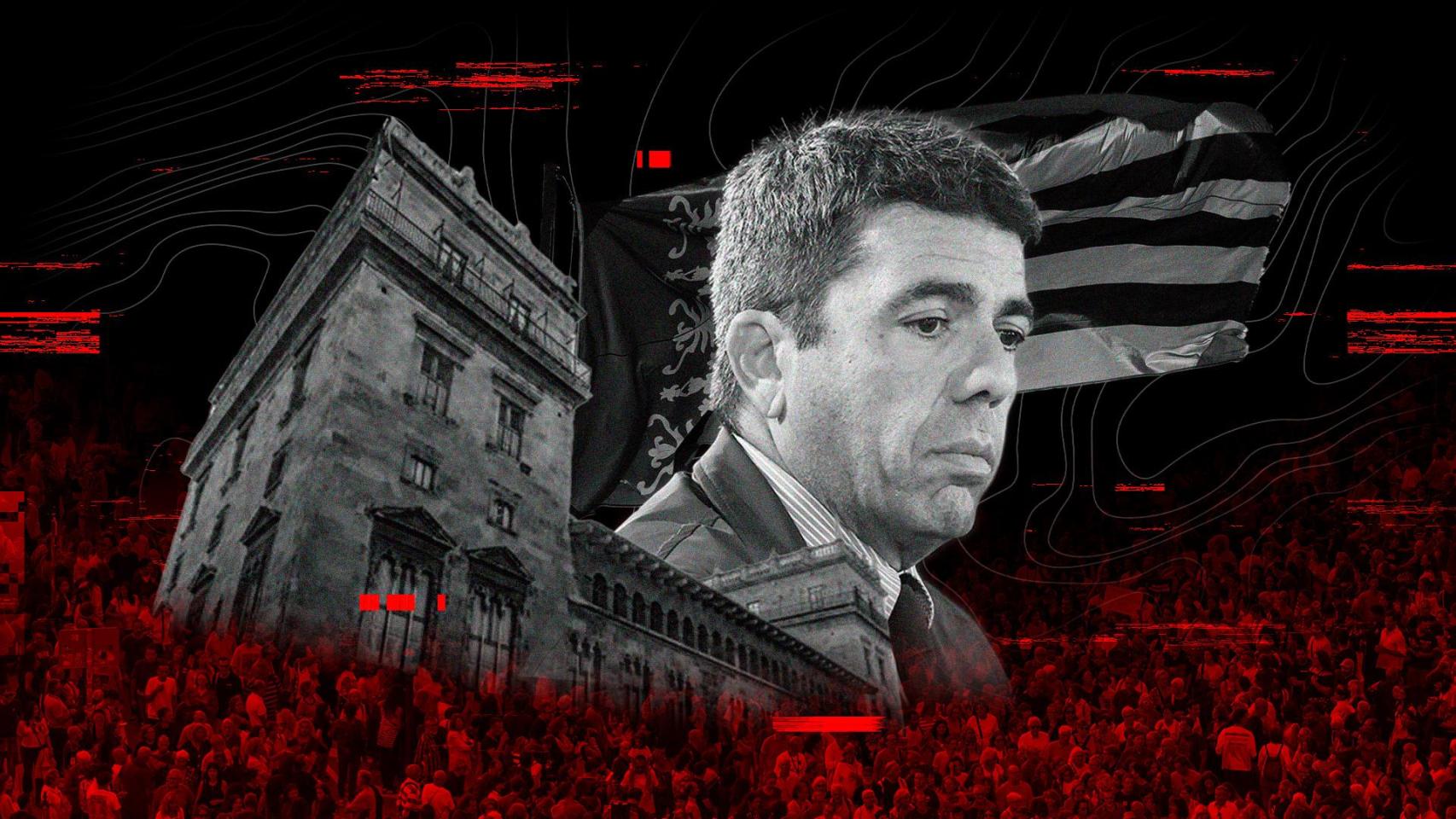 El presidente valenciano, Carlos Mazón, frente al Palau de la Generalitat.