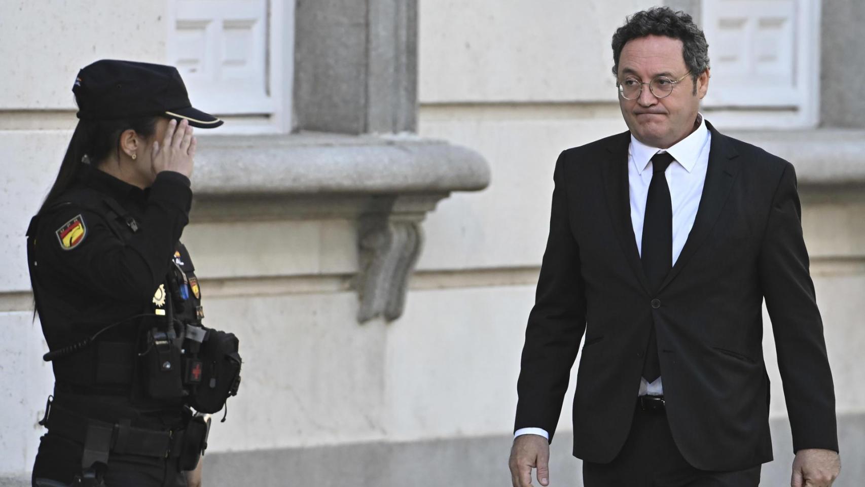 El fiscal general del Estado, Álvaro García Ortiz, llega al Tribunal Supremo este lunes en el inicio del juicio.