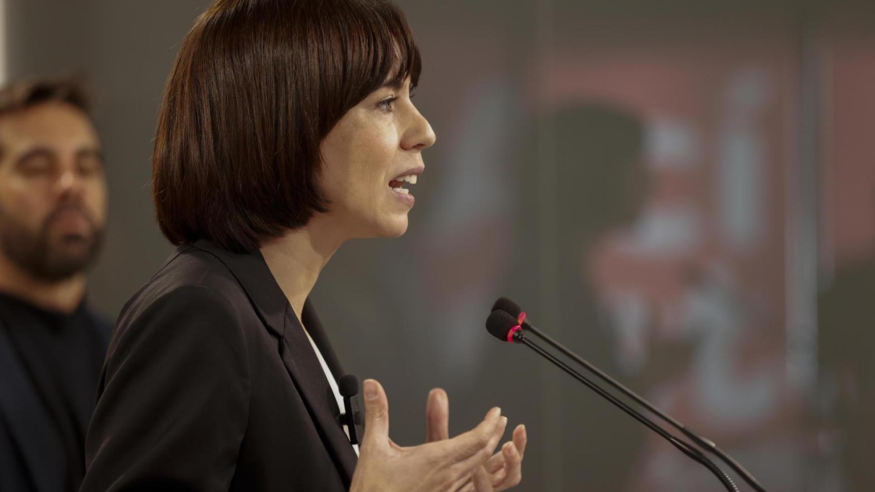 La secretaria general del PSPV-PSOE, Diana Morant, este lunes en rueda de prensa.