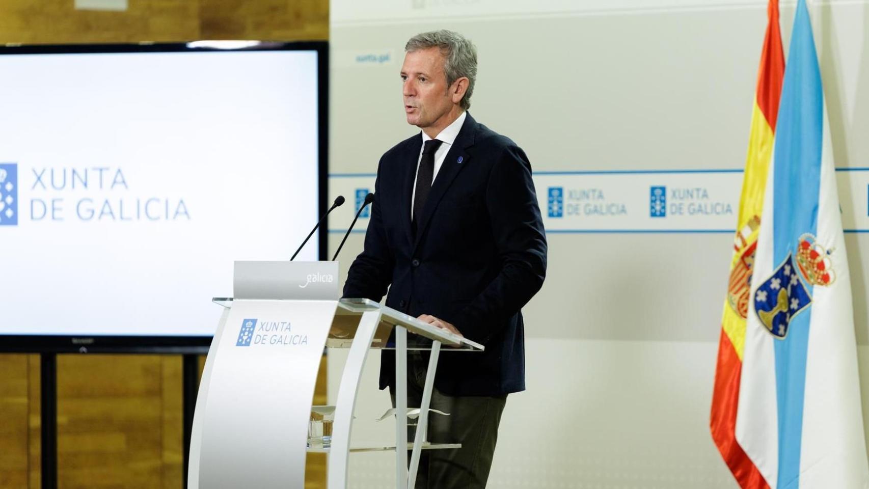 El presidente de la Xunta, Alfonso Rueda, en rueda de prensa tras el Consello de la Xunta