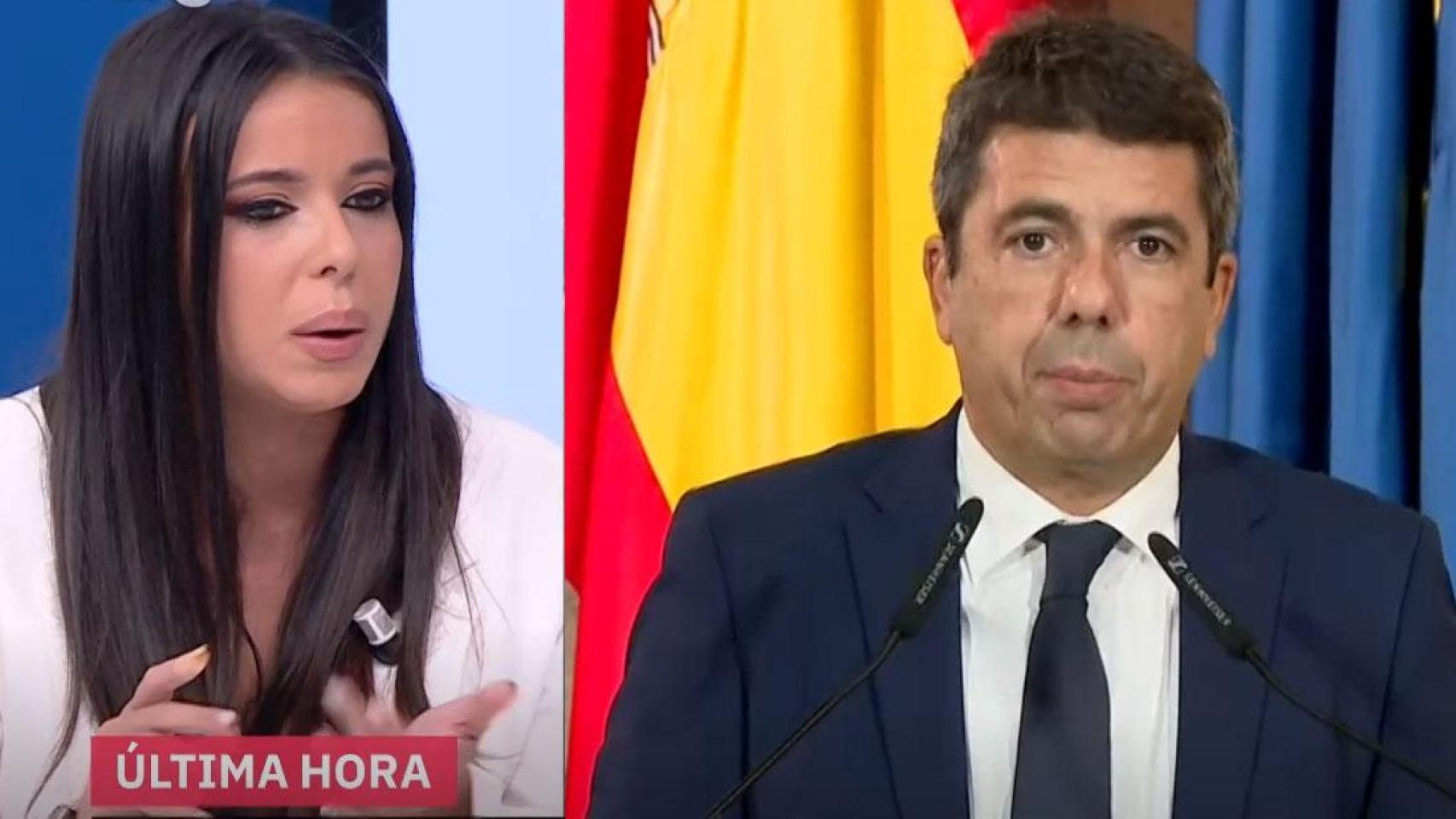 Sarah Santaolalla, junto a una imagen de Carlos Mazón.