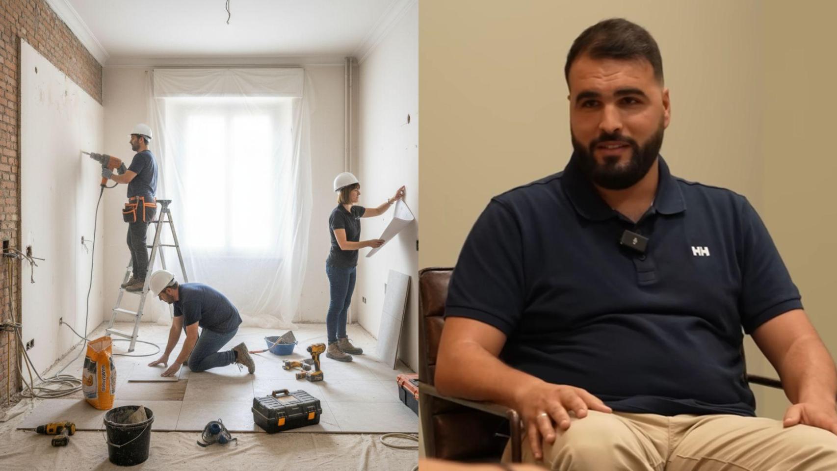 Imagen generada por IA de una empresa de reformas y una imagen de Didac.