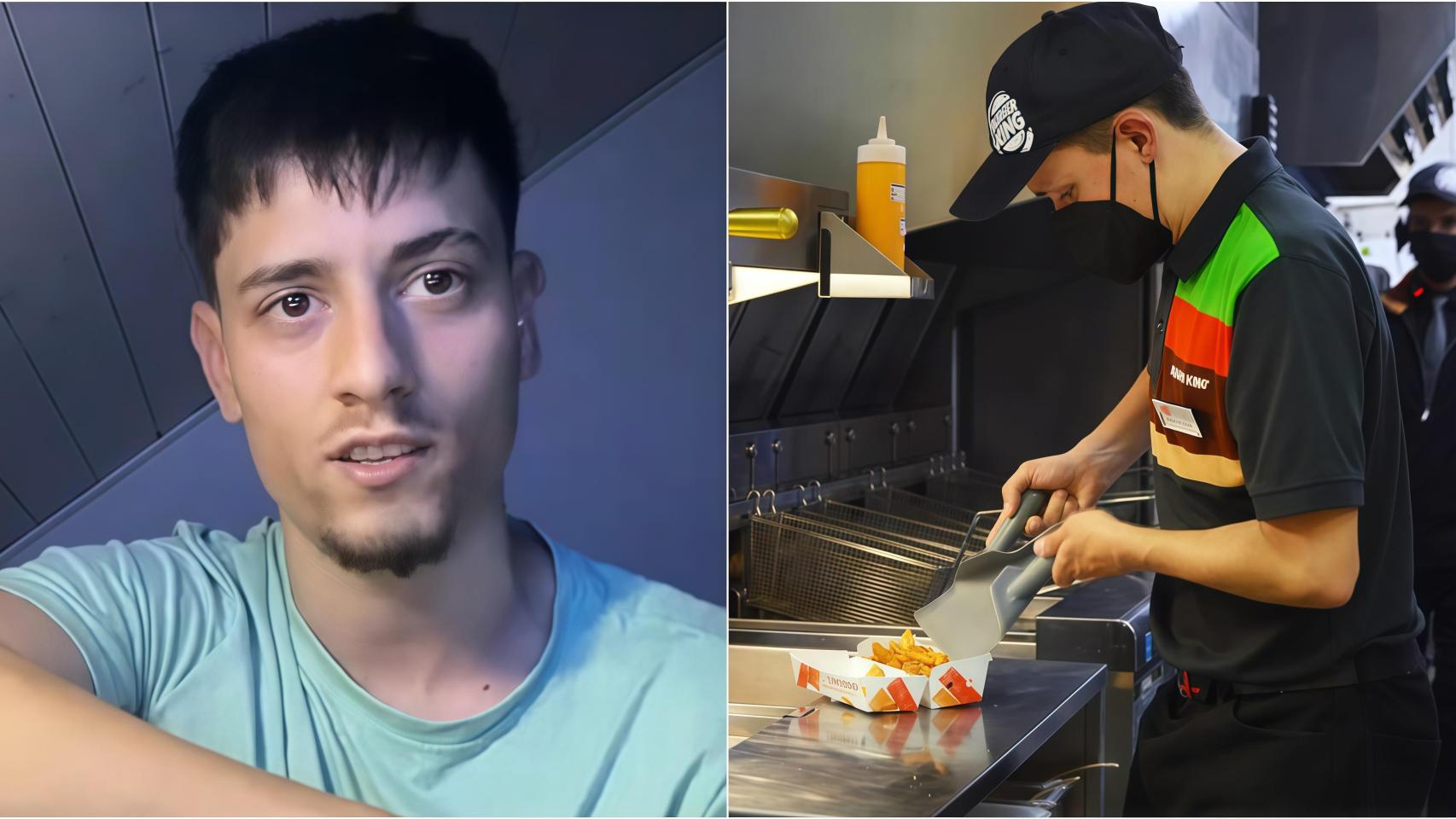 Montaje de Adrián Villena junto a un trabajador de Burger King