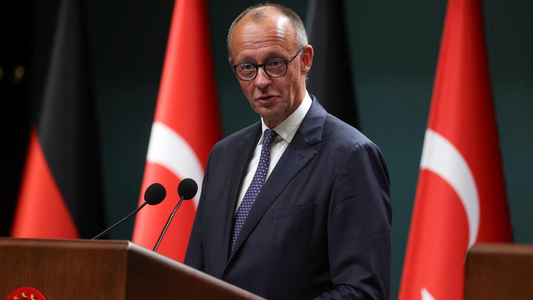 Friedrich Merz, durante una rueda de prensa reciente con Tayyip Erdogan.